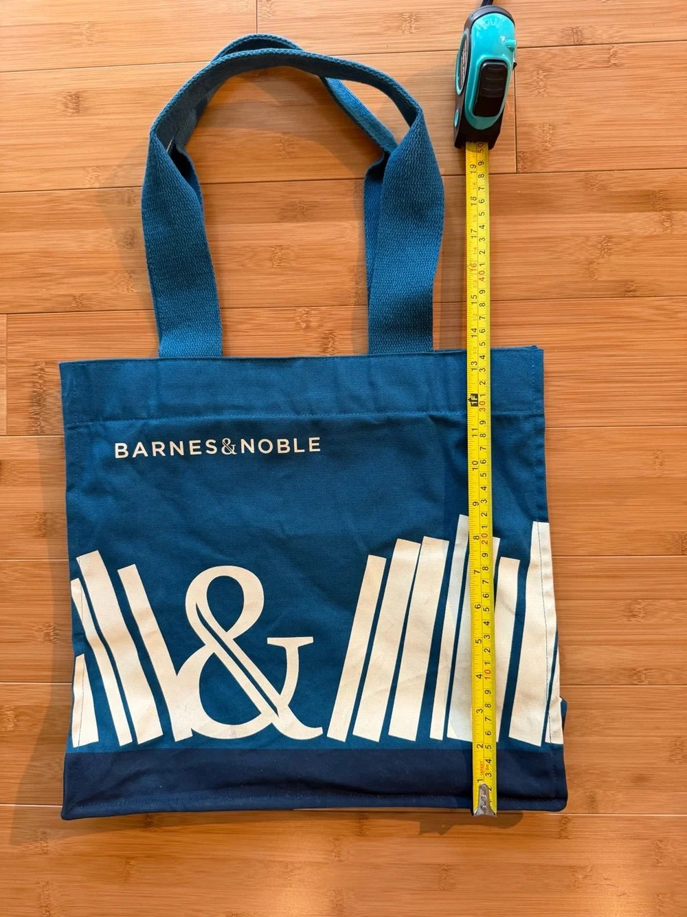 Barnes & Noble Blue Canvas Tote with interior pockets